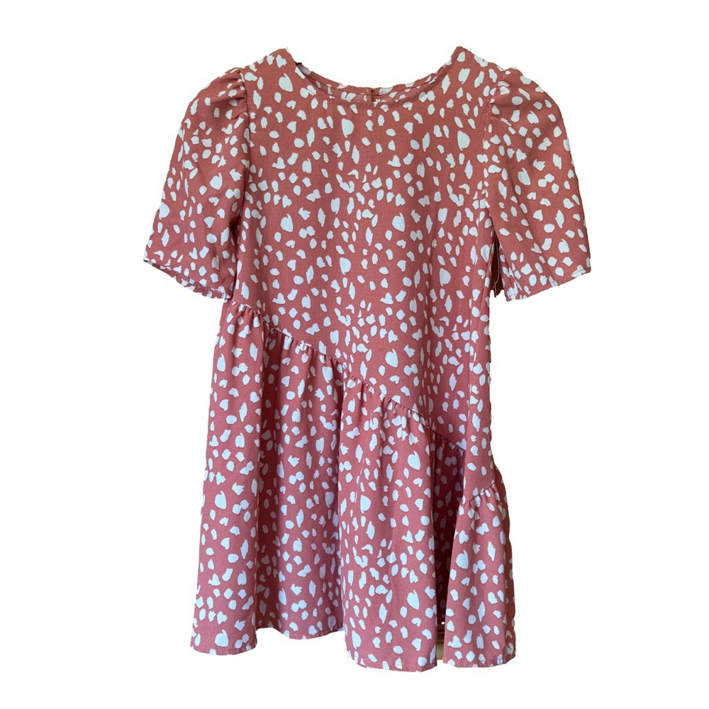 Girls Wonder Nation Dress Size S (6-6X) coral White abstract print